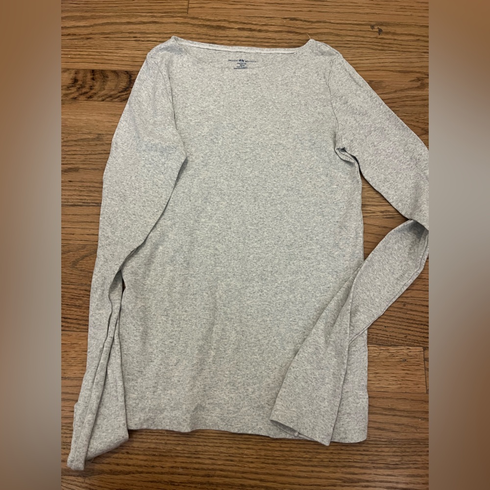 NWOT Brandy Melville Grey Boatneck Long Sleeve